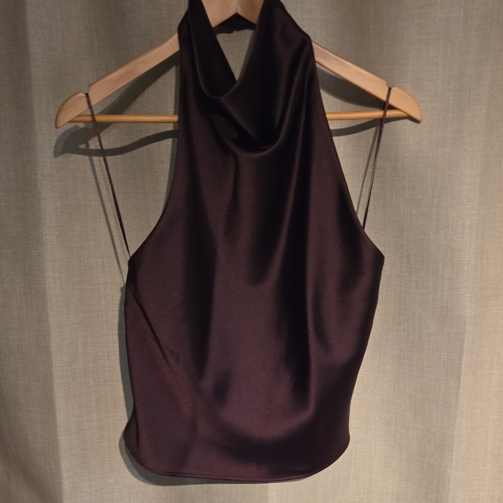 Zara Black Satin Camisole Top